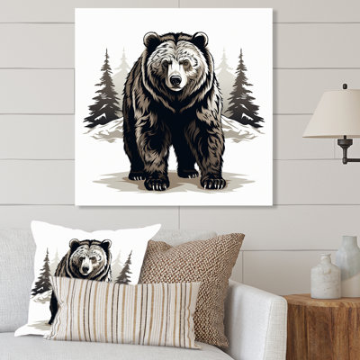 «Curious Bear Winter Forest II - Bear 2», art mural en métal