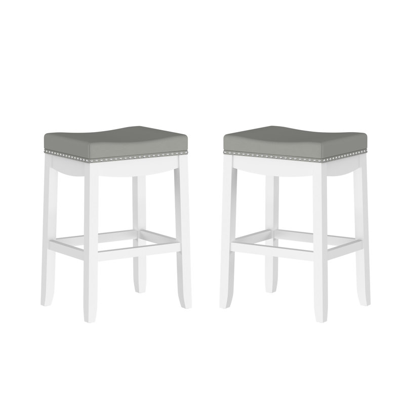 Tabouret Rakiem, Blanc, Tabouret de comptoir (siège d’une hauteur de 24, 2