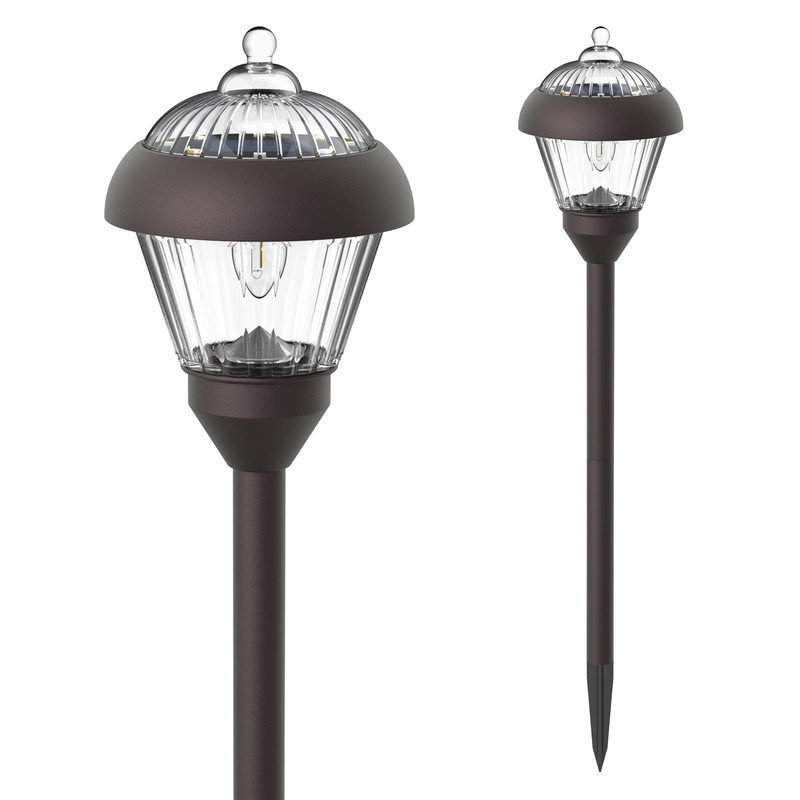 Éclairage de sentier en métal à énergie solaire Gigalumi, paquet de 2 lumières de jardin extérieures avec DEL et motifs d'ombre décoratifs, imperméable pour allée, allée ou patio, bronze