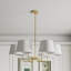 Lustre classique / traditionnel 6 lumières Vedhika Gold avec abat-jour en tissu blanc