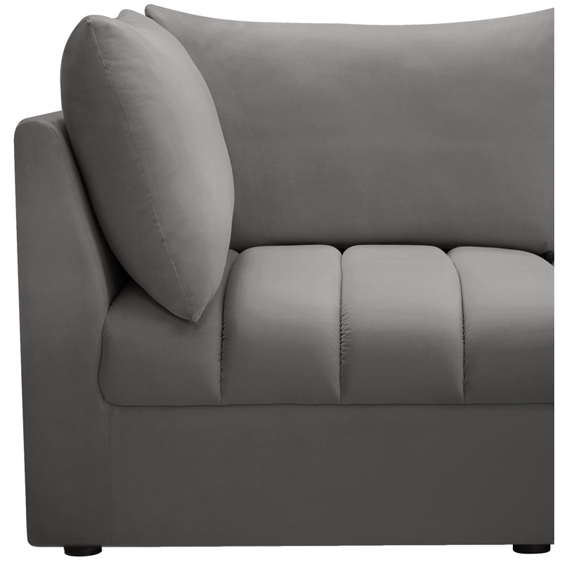 Ensoll Velvet Sectional Reversible, Grey Velvet