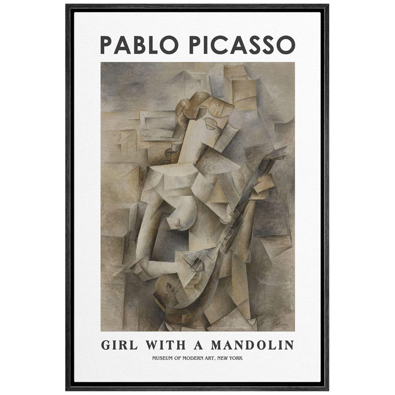 Fille avec une mandoline par Pablo Picasso, H 36 po x l 24 po x P 1,5 po, Noir