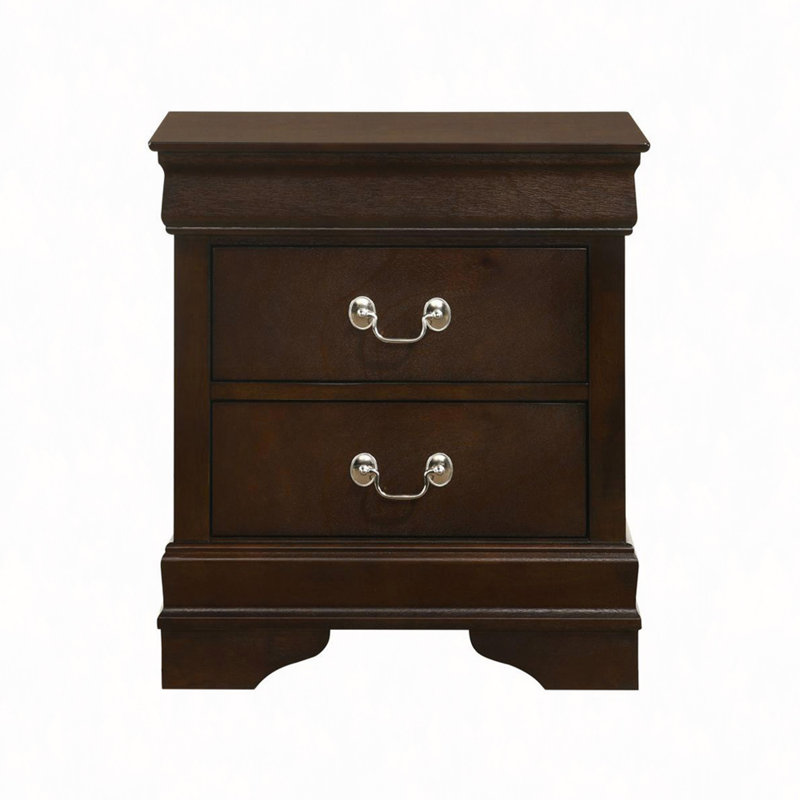 Table de chevet, table de chevet en bois manufacturé avec 2 tiroirs