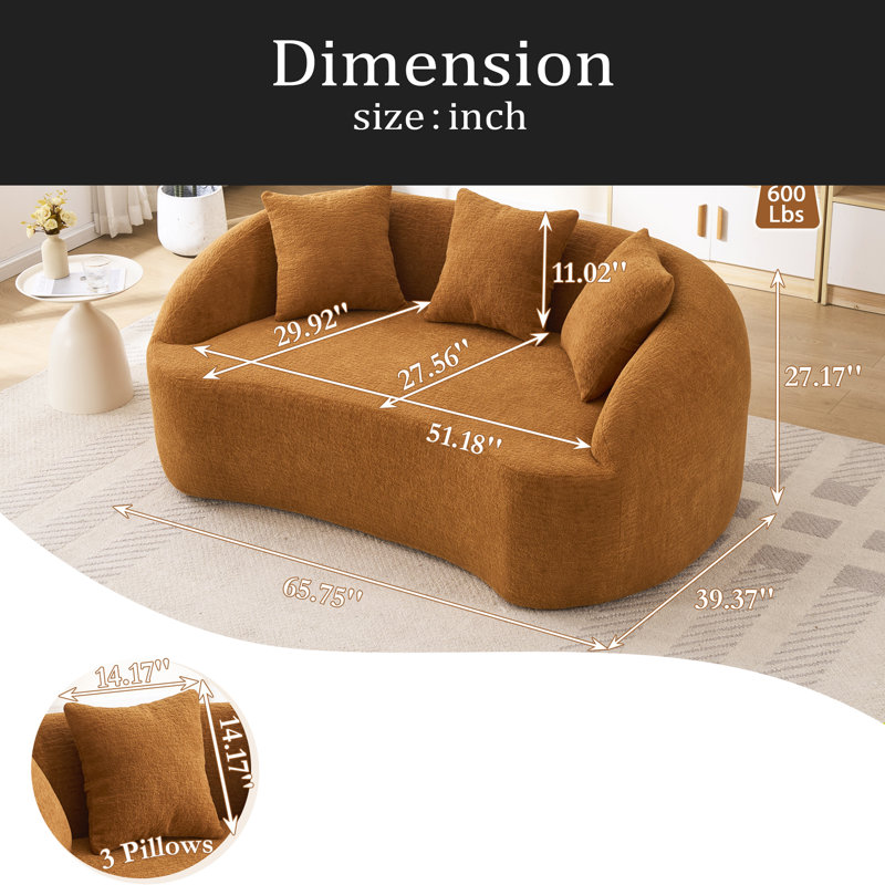 Causeuse de canapé incurvée moderne incurvée Curved, Orange