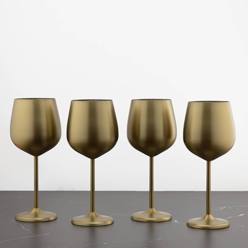 Cambridge Silversmiths 4-piece 18oz Brushed Gold Single-wall Wine Glasses