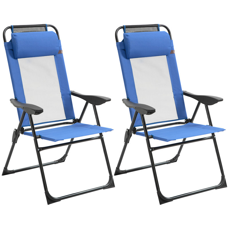 Ensemble de 2 chaises de patio pliantes Outsunny, Bleu