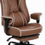 Fauteuil d'appoint inclinable à 135° avec dossier haut en similicuir, repose-pieds rétractable, pivot à 360°, hauteur réglable et capacité de charge de 181 kg (400 lb).-1270882155