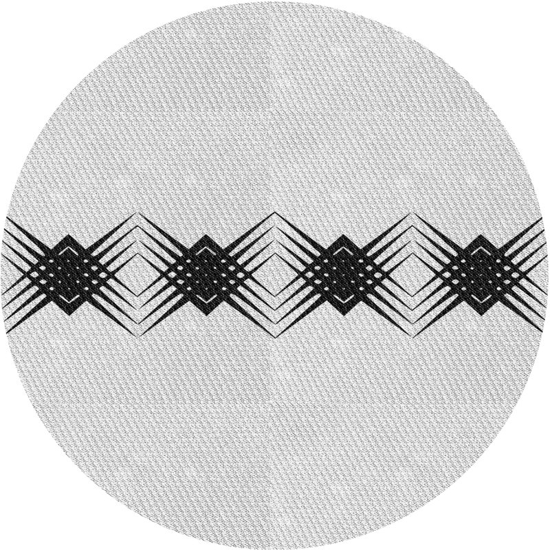 Tapis noir/crème à tisser électrique, Rond 6 pi