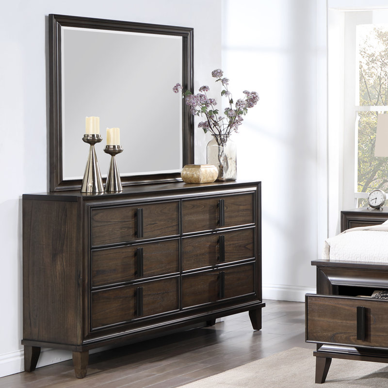 Commode 6 tiroirs avec miroir Kedisha