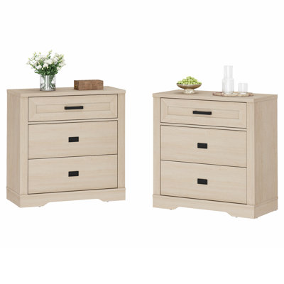 Laziza Large Nightstand For Bedroom, 31.5" Wide Modern Farmhouse Bedside Table With Drawers,32'' H X 31.5'' W X 15.4'' D,