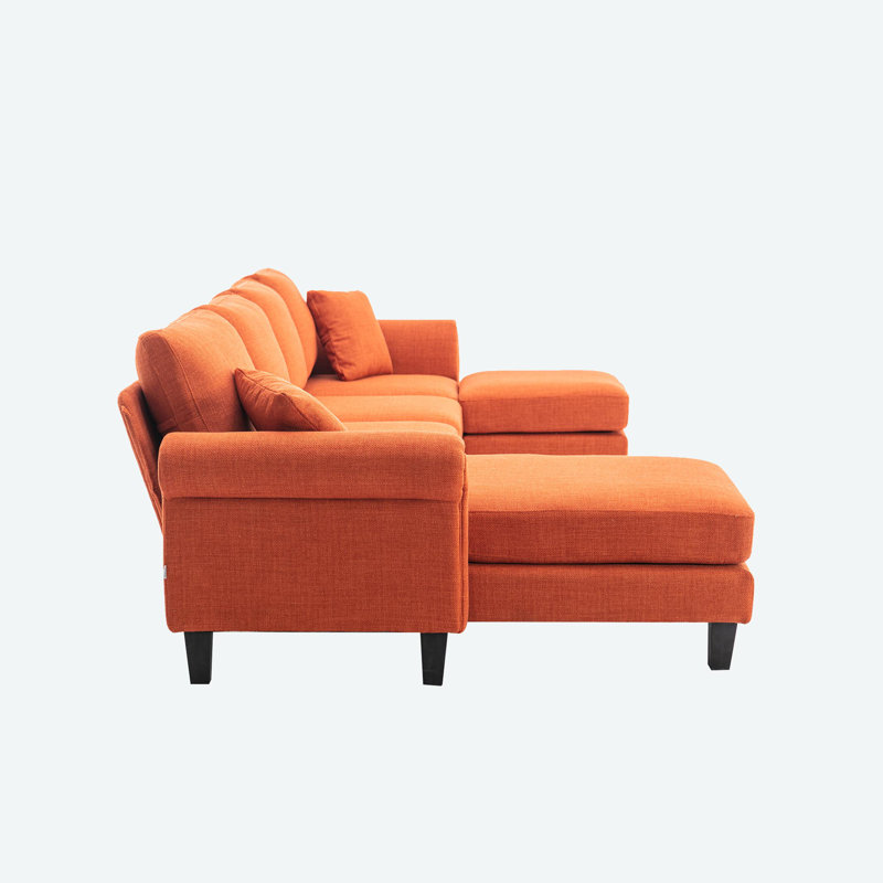 Canapés modulaires rembourrés 3 pièces Aindrea, Polyester orange