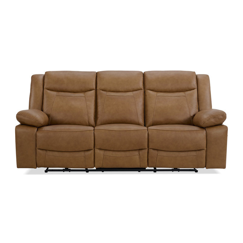 Wyatt 895L 3 Seater Leather Sofa in Butternut , Butternut Top Grain Leather, 40.55" H x 88" W x 39" D