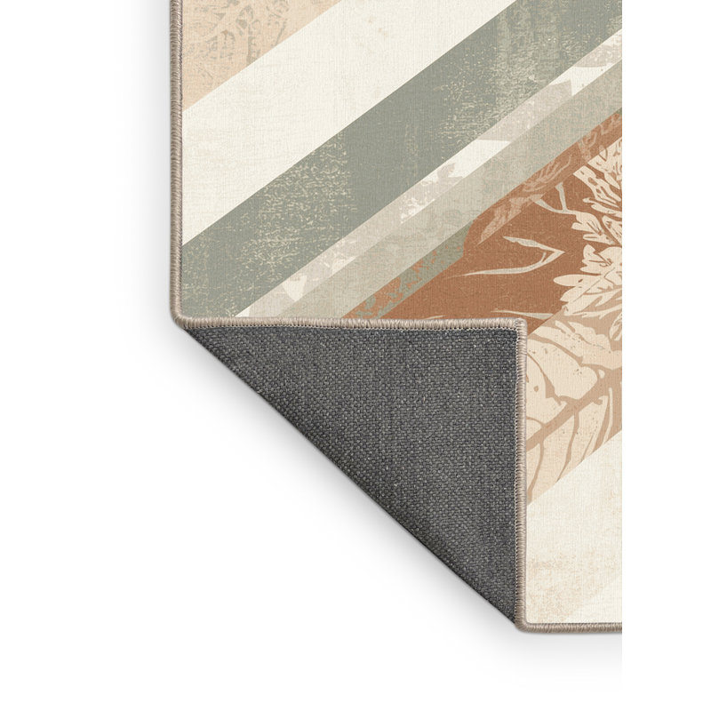Tapis beige moelleux moelleux et moelleux à arc tropical, Carré 3 pi