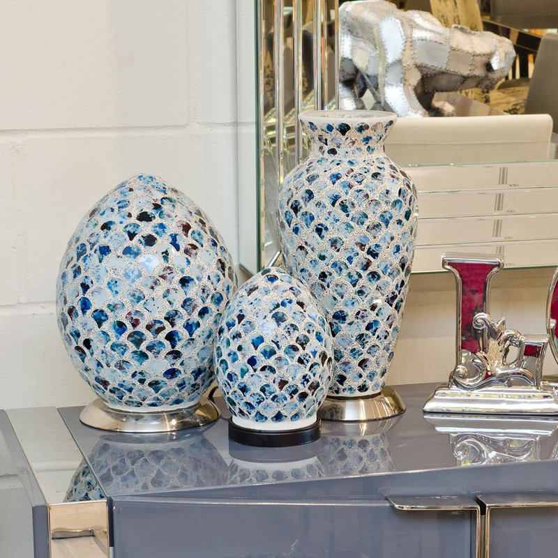 Salena Novelty Lamp, Blue Tile