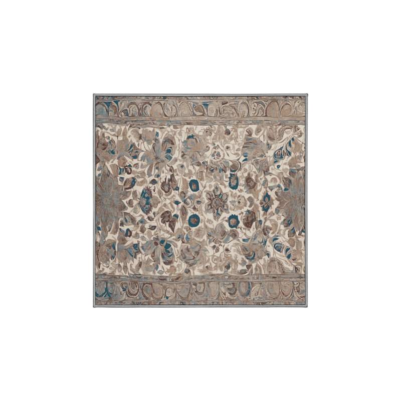 Machine Washable Gray Area Rug GSIX03709, Square 7'