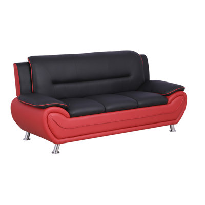 Mediha 78" Faux Leather Rolled Arm Sofa