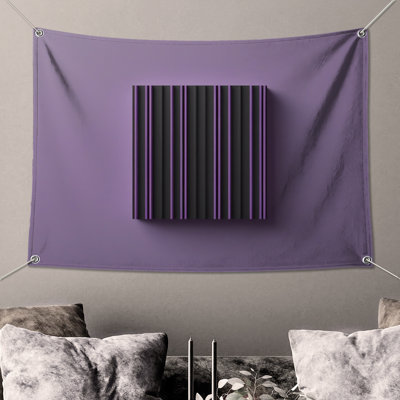Black Purple Striped Rectangular Wall Tapestry - Stripes Wall Decor