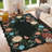 Floral Area Rug – Modern Washable Non-Slip Carpet for Living Room, Bedroom, Dining, Nursery, Office – Soft, Mark Resistant, Low-Pile, Scalloped Farmhouse Accent Decor (Black, Pink, Yellow)-567663480-567663494