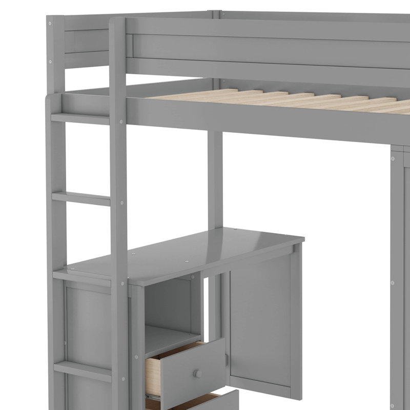 Ieishia Kids Loft Bed, Twin, Gray