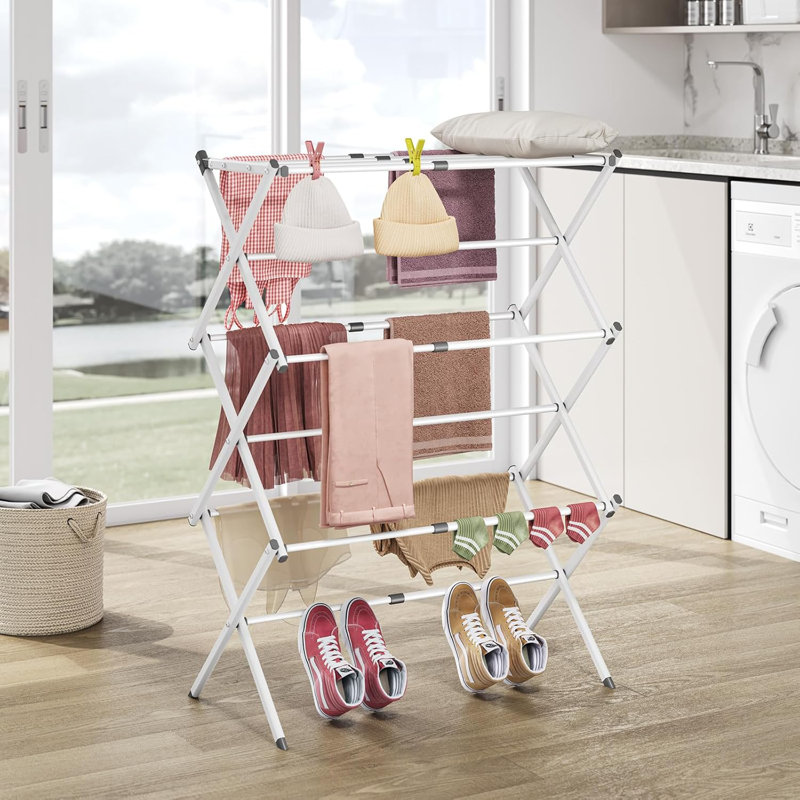 Hutto Clothes Drying Rack, 3-Tier Laundry Drying Rack For Clothes, Expandable Metal Clothing Dryer, Collapsible Towel Rack, Air Drying Rack