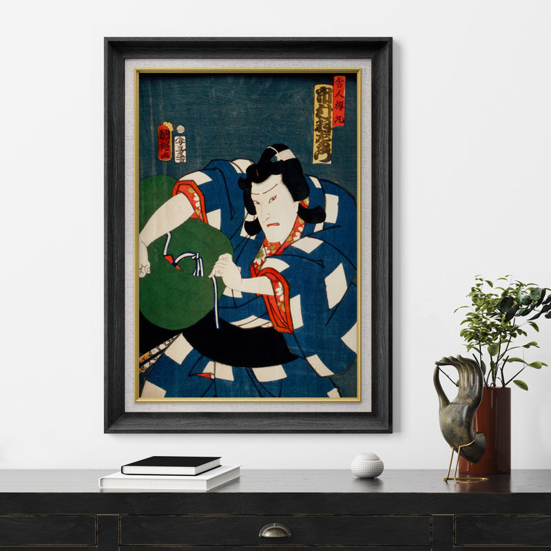 Art japonais japonais, scène d'action en robe bleue, images traditionnelles Edo kaboui, impression sur toile encadrée