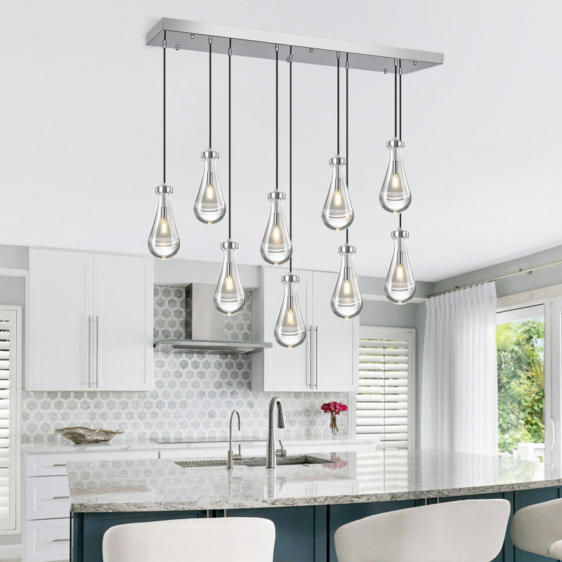 Luminaire suspendu Raindrop Teardrop, Chrome chrome, 9 lumières