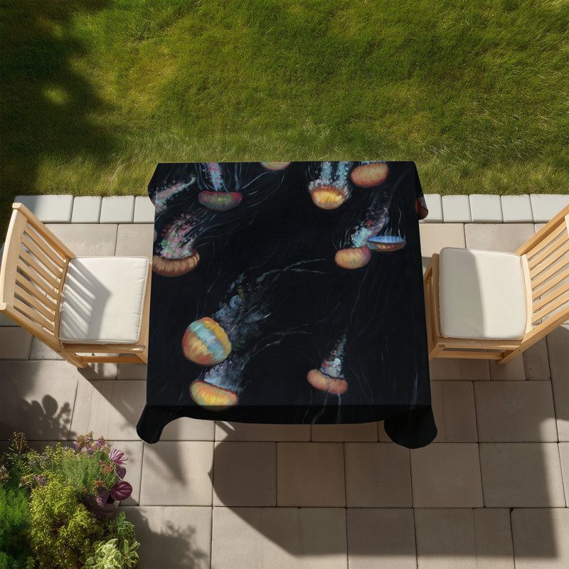 Colorful Jellyfishes Tablecloth - Blue Indoor/Outdoor Decor