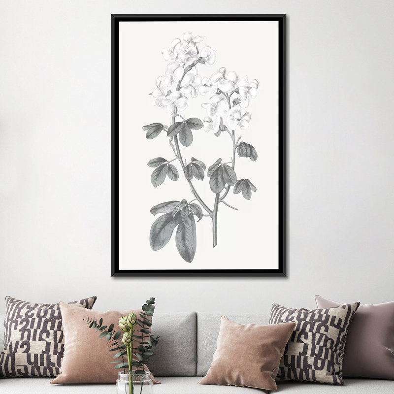 « neutral botanique iii », reproduction sur toile tendue, Toile avec cadre noir, H 48 po x l 32 po x P 1,5 po, Pas de tapis