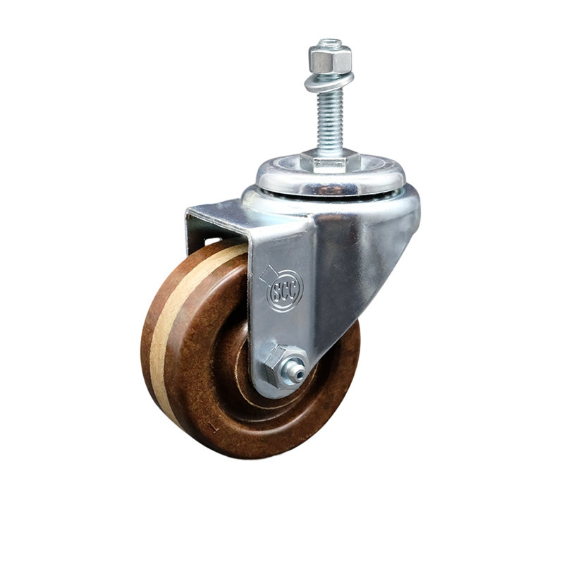 3 Inch High Temp Phenolic Wheel Swivel 10mm Threaded Stem Caster SCC