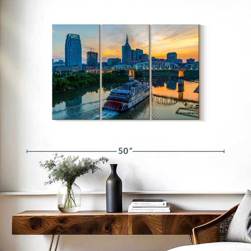 Sebbie Nashville Skyline au coucher du soleil, H 24 po x l 38 po