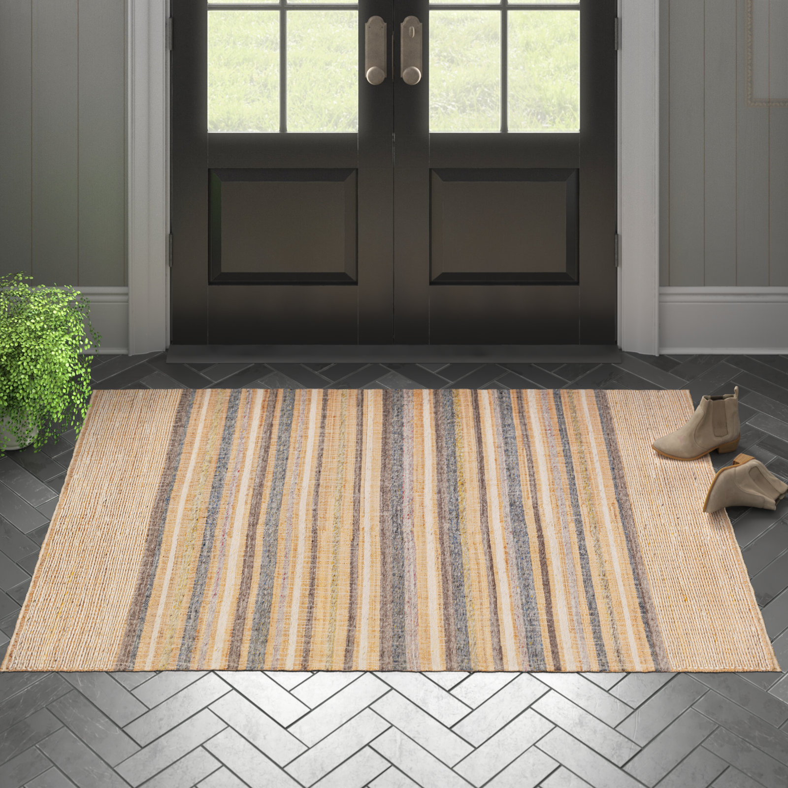 Naper Handmade Rug, Rectangle 4' x 6'
