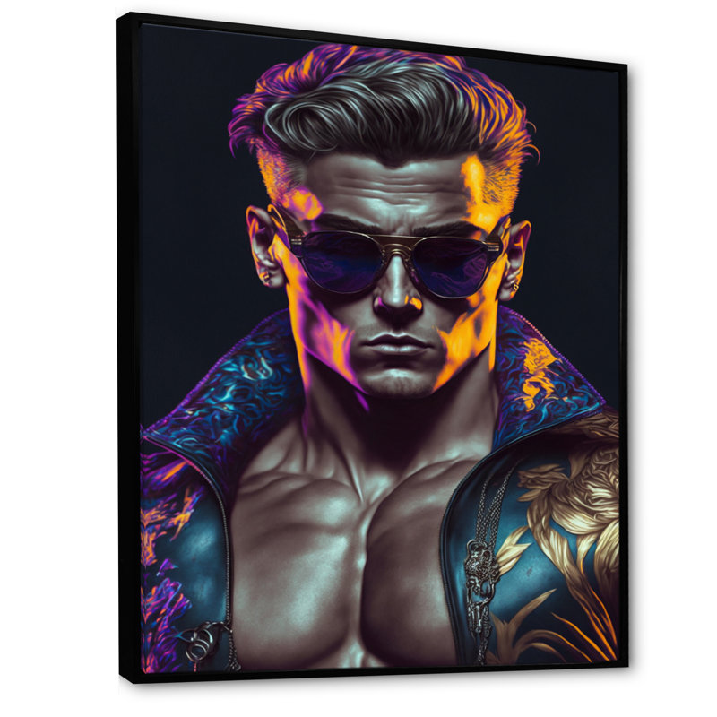 «Fashion Muscular Man with Sun Glasses IV», reproduction sur toile, H 20 po x l 12 po x P 1 po