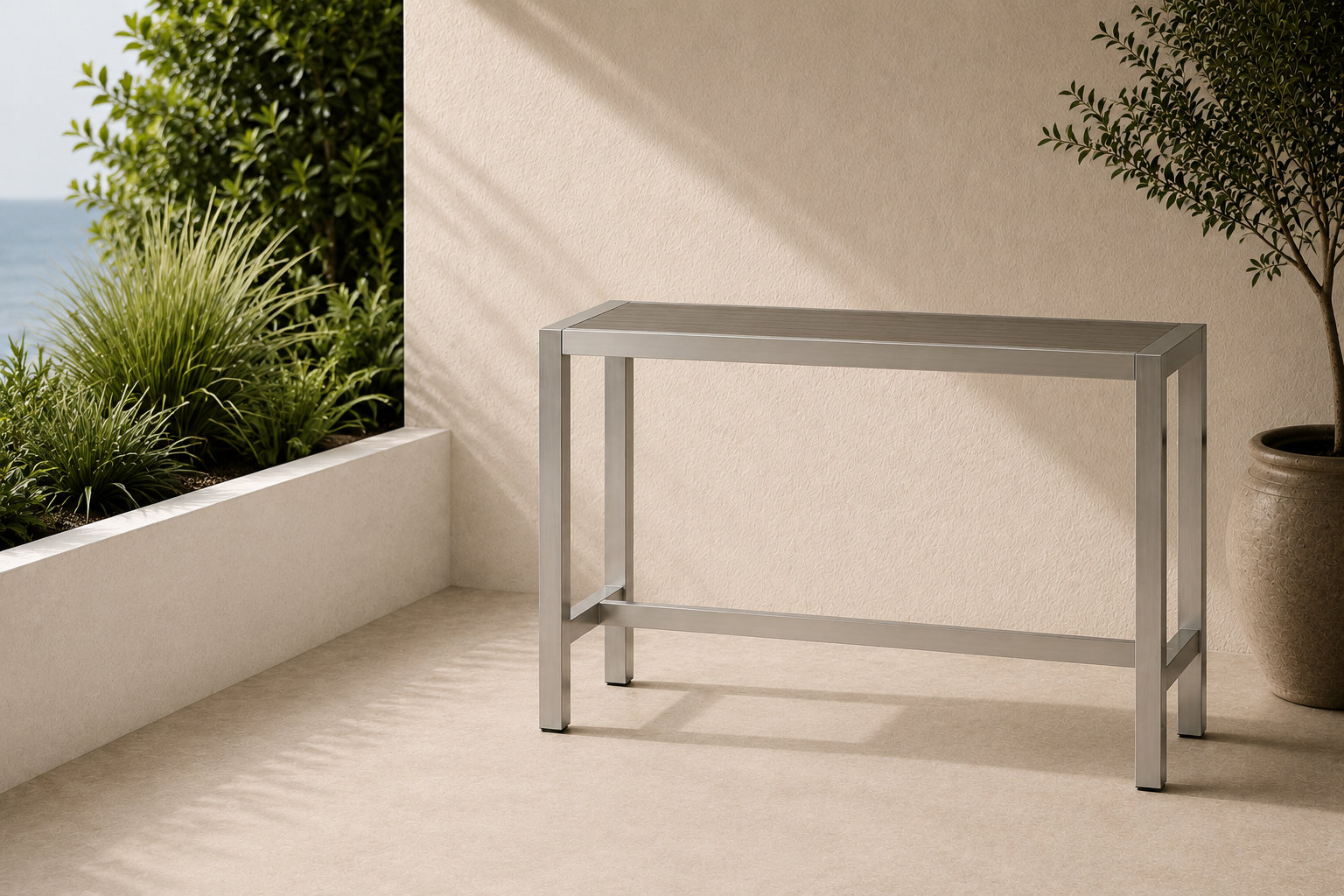 Betty 59" Patio Dining Table, Gray/Silver