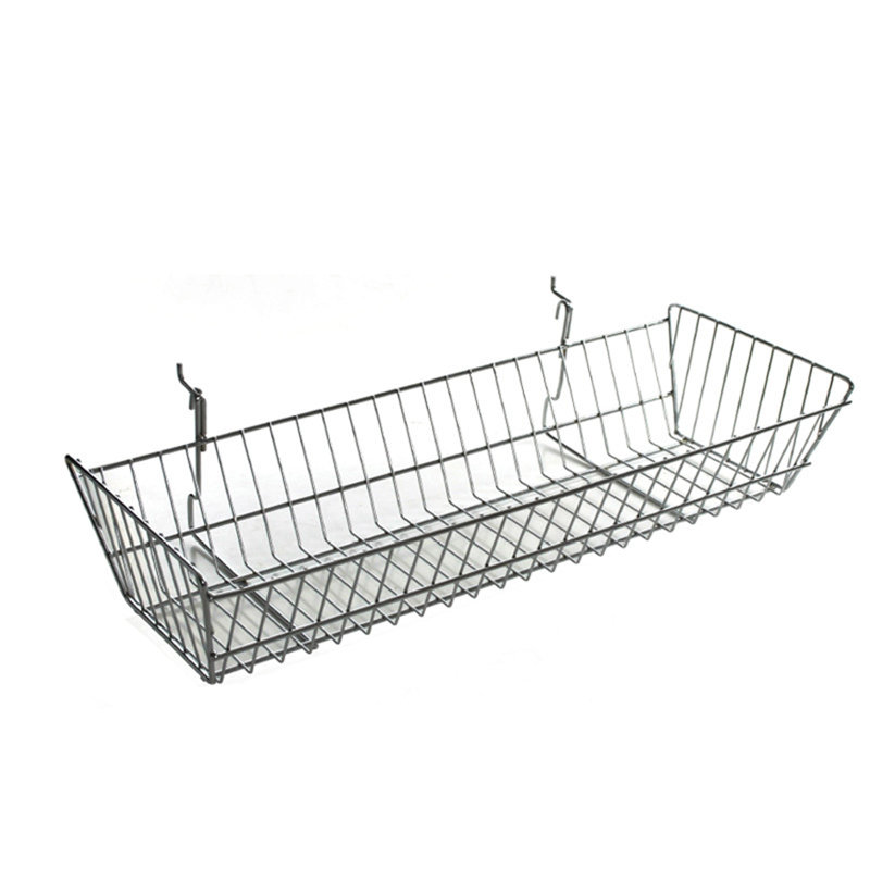 Large Rectangular Silver Metal Wire Basket, 24.25" Wide, 2-Pack
