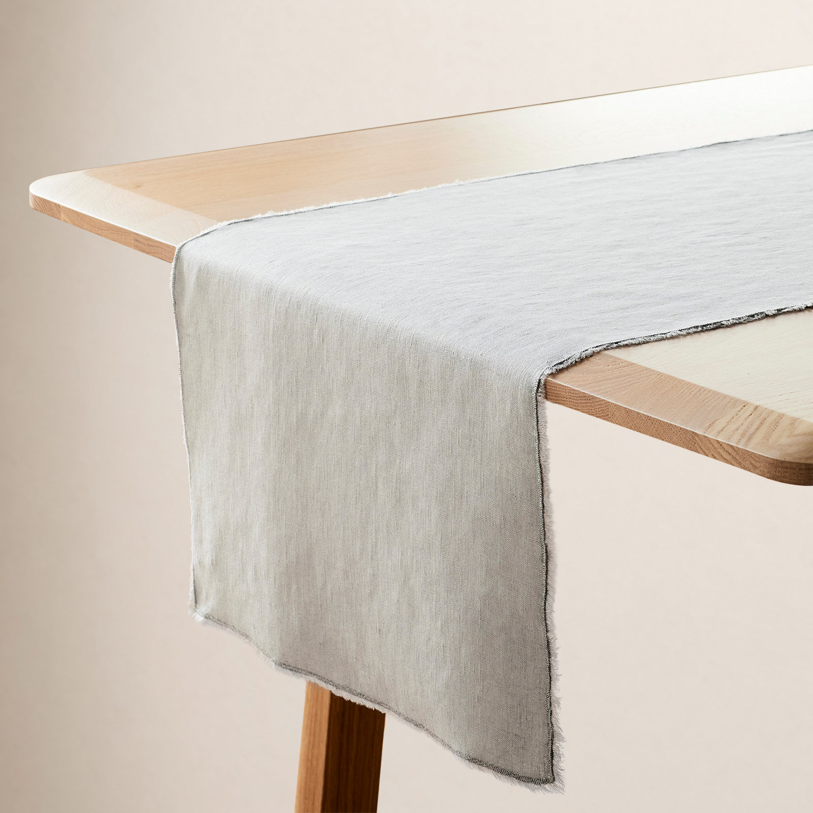Zadia 72" Linen Table Runner, Blue/Gray