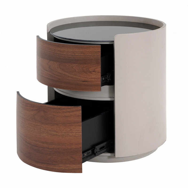 Table d'appoint ronde rétro avec rangement double