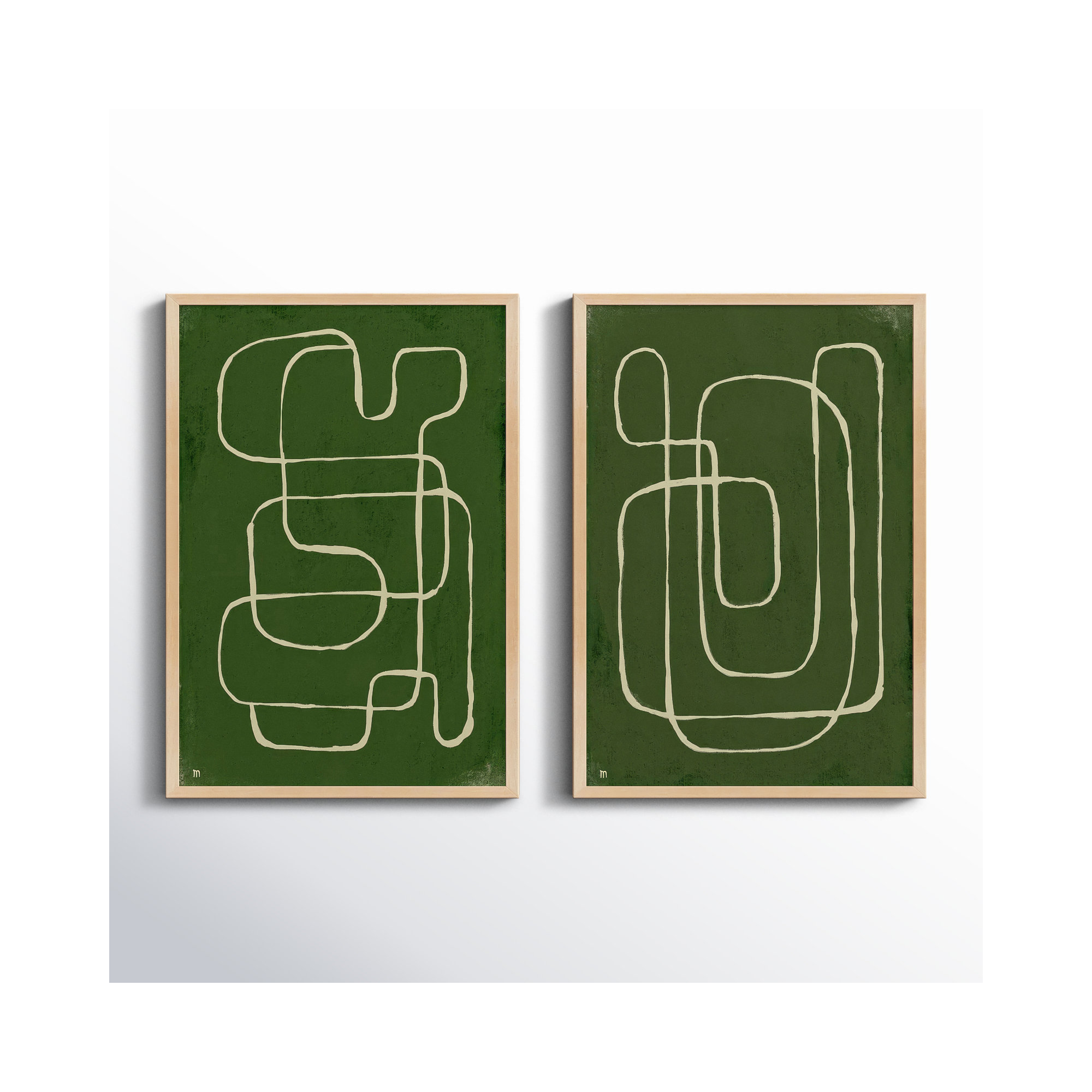 Line Works by StudioM, Maple Framed Paper, 38" H x 53" W x 1.25" D
