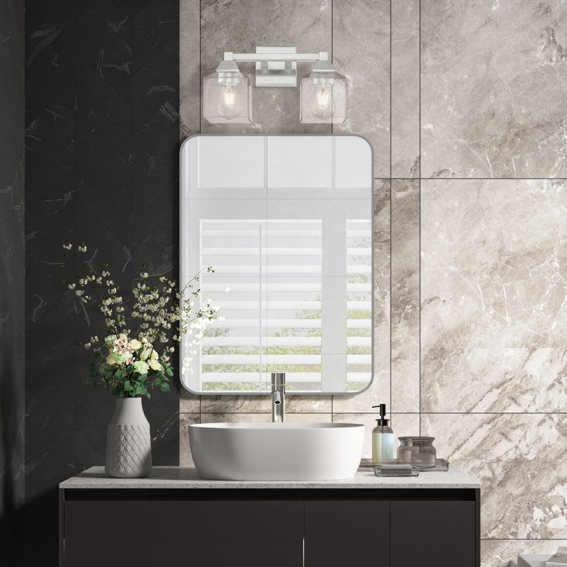 Éclairage pour salle de bain à intensité variable 2 lumières Billington, Martelée transparente, Nickel brossé
