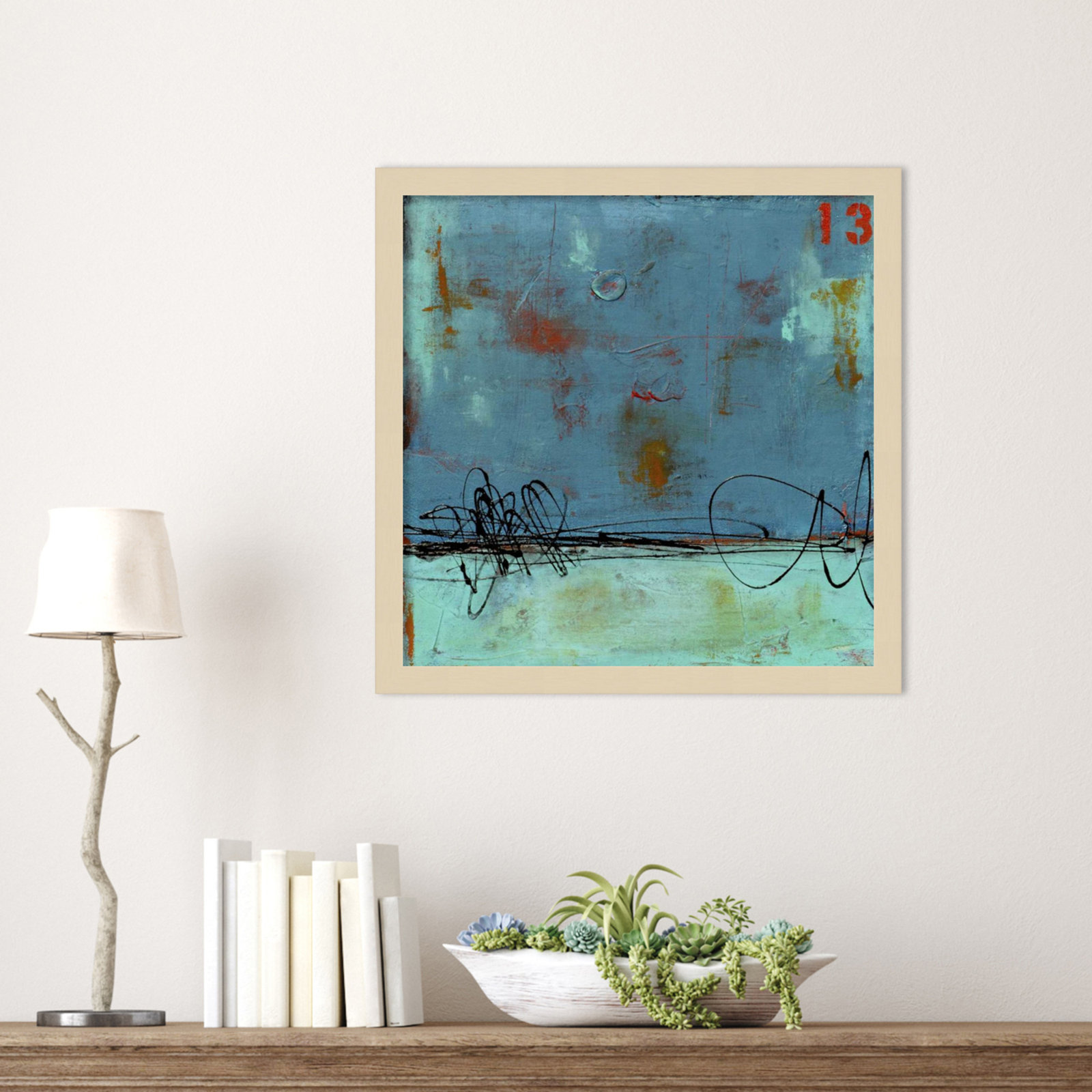 Blue Bay Marina I by Mauro Wood Framed Wall Art Print, Brown, 17" H x 17" W