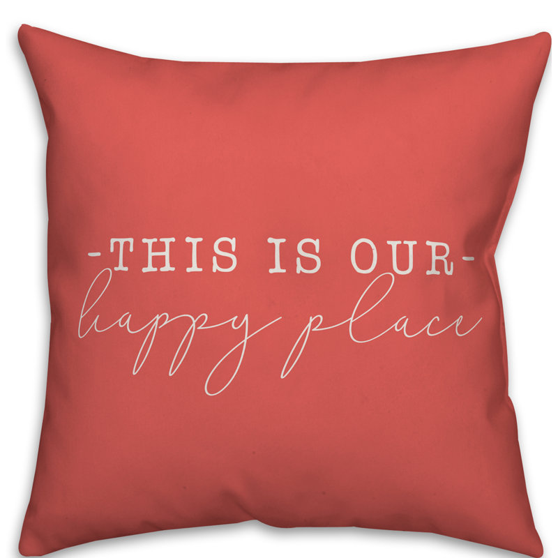  Housse et insert de coussin carré This is Our Happy Place, H 18 po x l 18 po, Corail