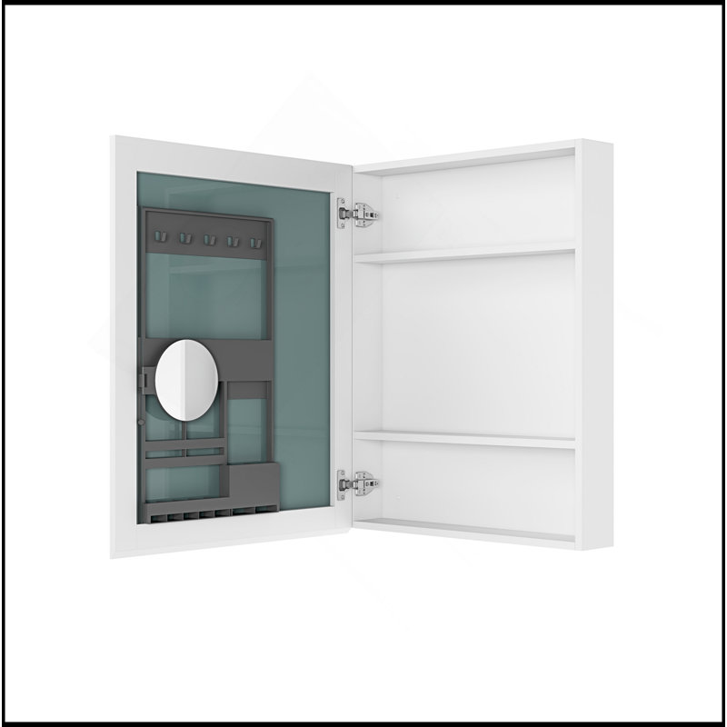 Armoire à pharmacie à porte simple avec miroir, armoire encastrée ou à fixation en surface, bords biseautés, argent Versatile l 24 po x H 30 po
