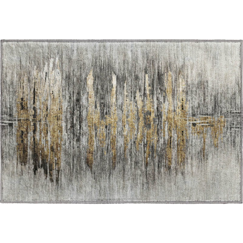 Premium Machine Washable Prisco Gray Rug, Rectangle 1'8" x 2'6"