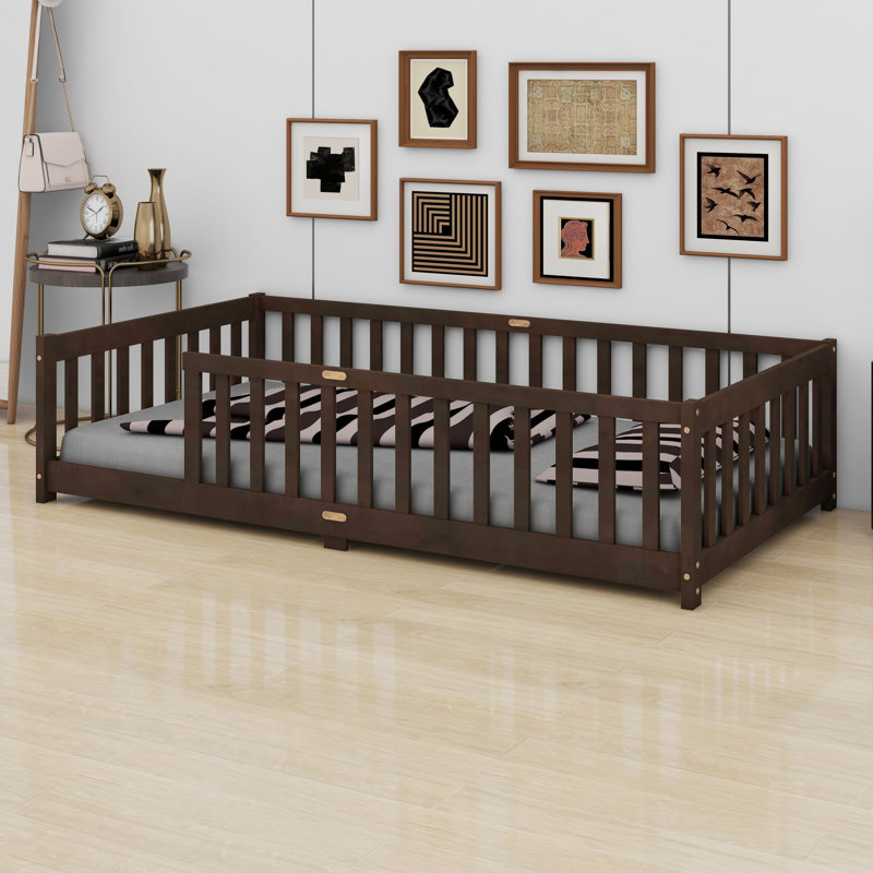 Floor Bed With Fence, Espresso