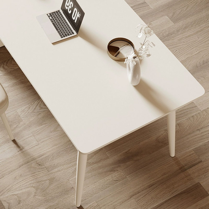 Bureau blanc rectangulaire en bois manufacturé avec 3 tiroirs, Retour à gauche, H 29,53 po x l 55,12 po x P 31,5 po
