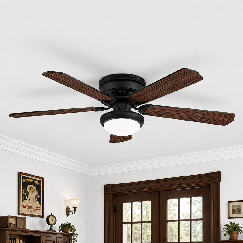 52" Flush Mount Ceiling Fan with Light,  Dual-Sided 5-Blade High Airflow 6-Speed Low Noise DC Motor Reversible Airflow Low Profile Ceiling ﻿