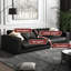 Causeuse-coussin standard en cuir véritable noir-558213248-558213249