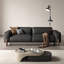 Canapé Mid-Century moderne, canapé en cuir véritable avec bois massif, canapé noir-105275525-105275521