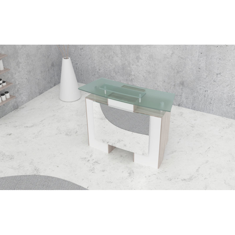 Naftali Rectangle Glass Reception Desk