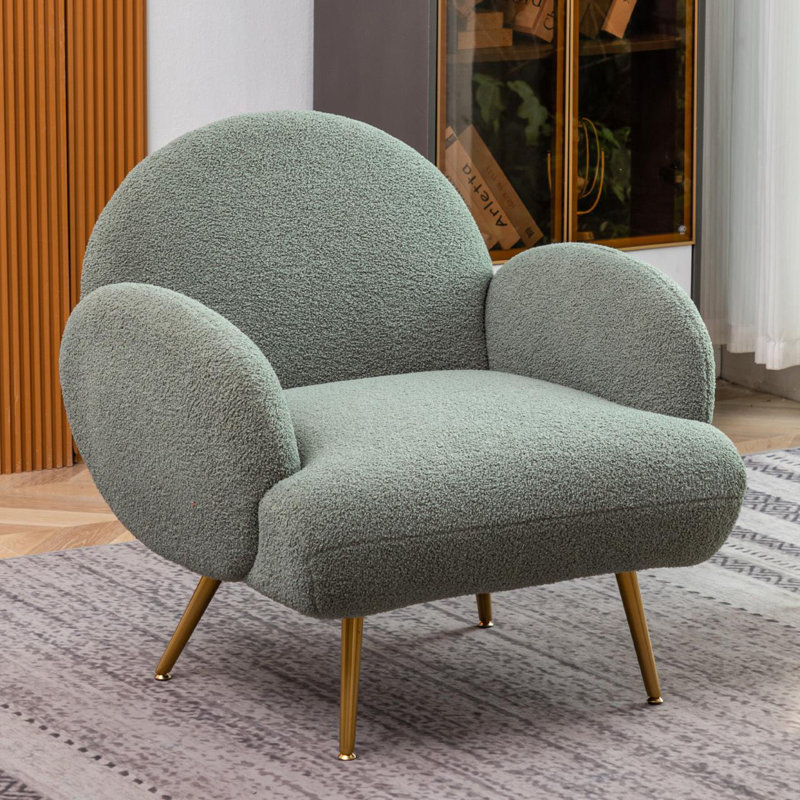 Fauteuil rembourré Ozpa Sherpa, Doré, Velours vert