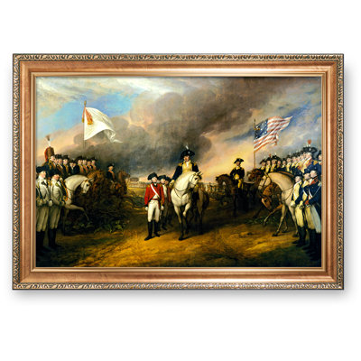 Surrender of Lord Cornwallis by John Trumbull Framed Size:34.5x24.5 inches,Image Size:30x20 inches World Classic Reproductions For HomeDecor,Italy Style Luxurious Gold Embossing Frame